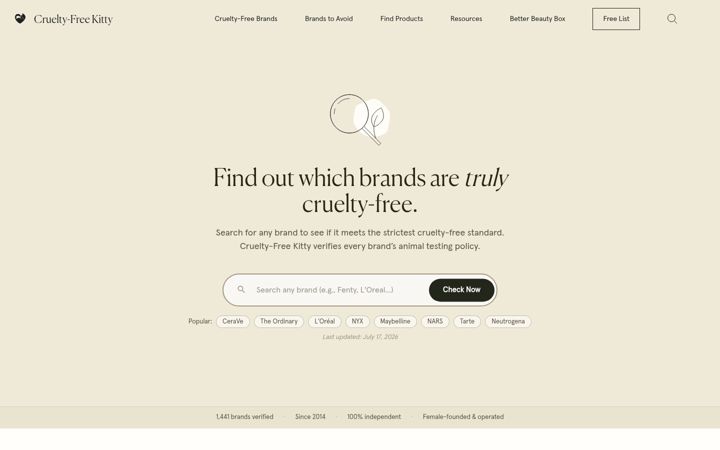 Screenshot of crueltyfreekitty.com