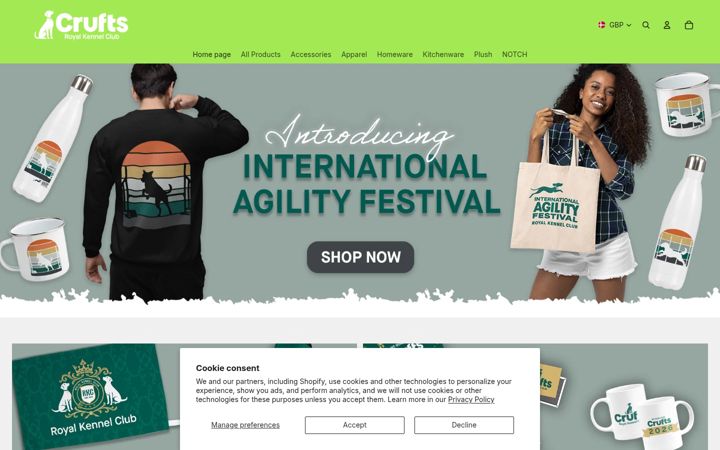 Screenshot of cruftsofficialshop.org.uk
