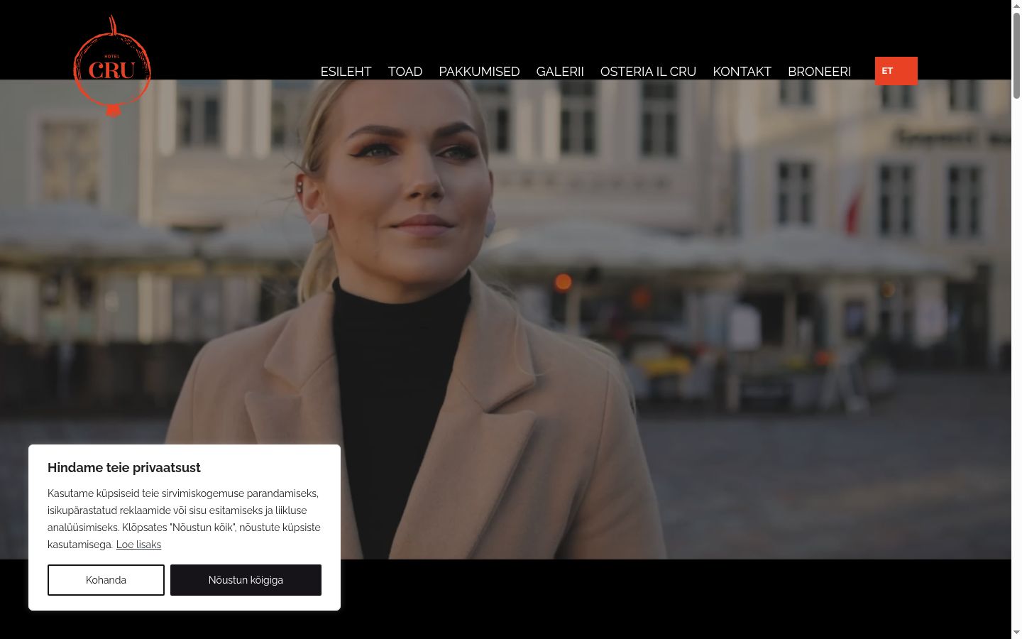 Skærmbillede af samtykkebanneret, som det blev vist før nogen interaktion
