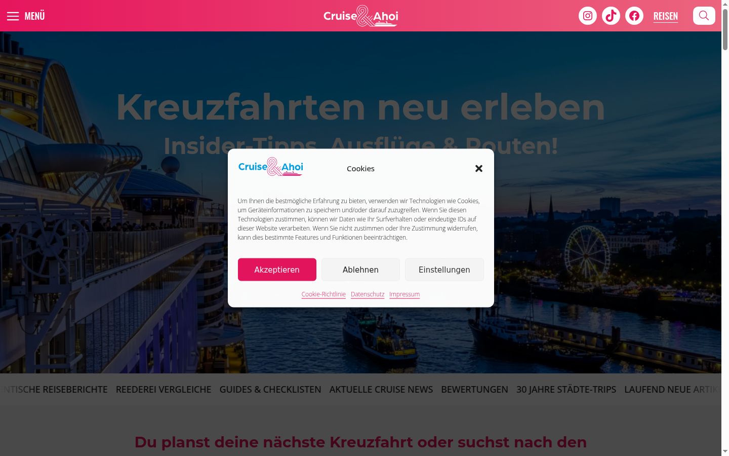 Screenshot van de toestemmingsbanner zoals getoond vóór enige interactie