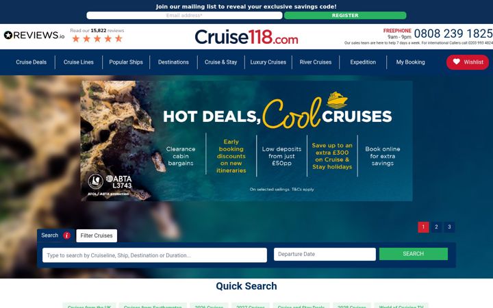Screenshot of cruise118.com