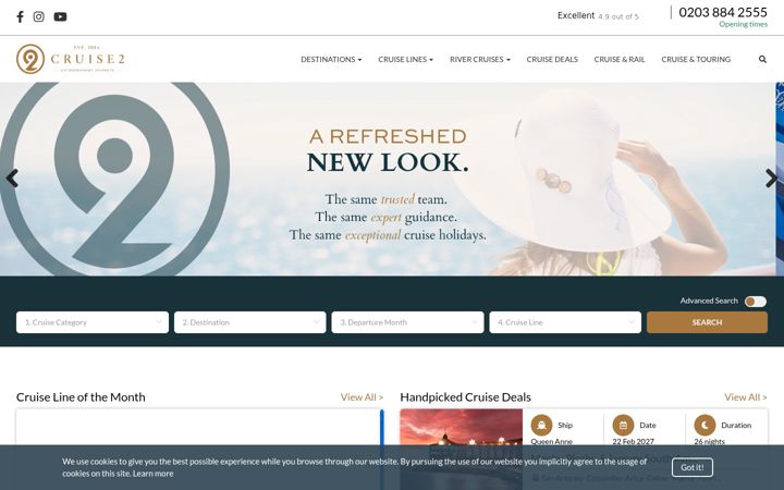 Screenshot of cruise2.com