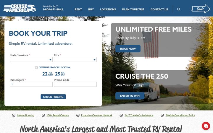 Screenshot of cruiseamerica.com