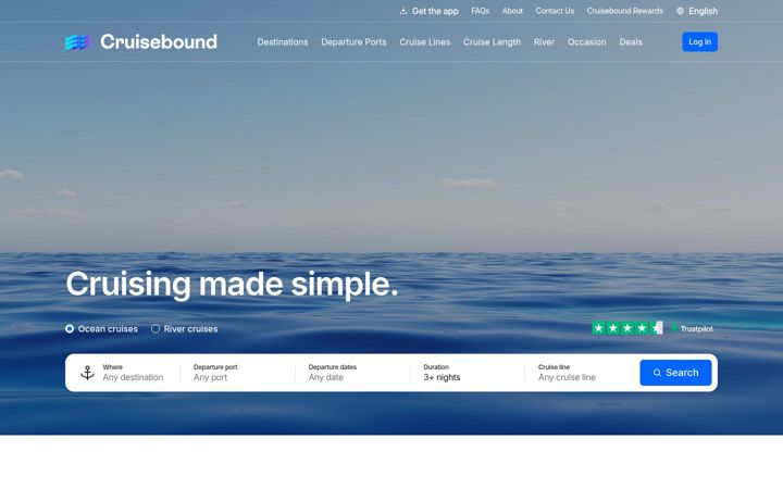 Screenshot of cruisebound.com