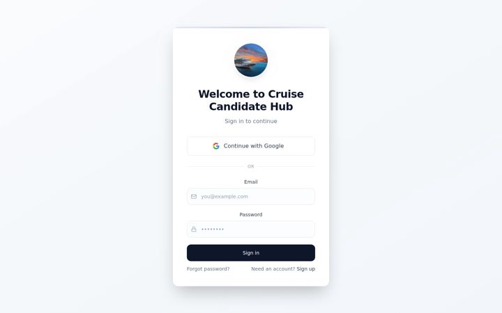 Screenshot of cruisecandidates.info