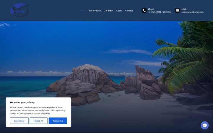 Screenshot of cruisecarseychelles.com