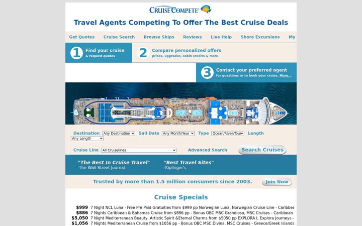 Screenshot of cruisecompete.com