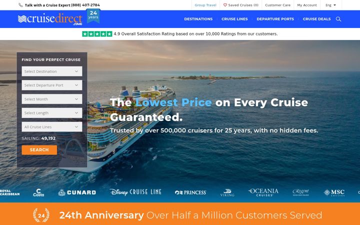 Screenshot of cruisedirect.com
