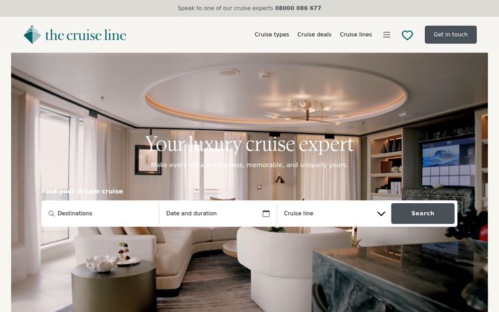 Captură de ecran a cruiseline.co.uk