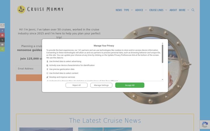 Captură de ecran a cruisemummy.co.uk