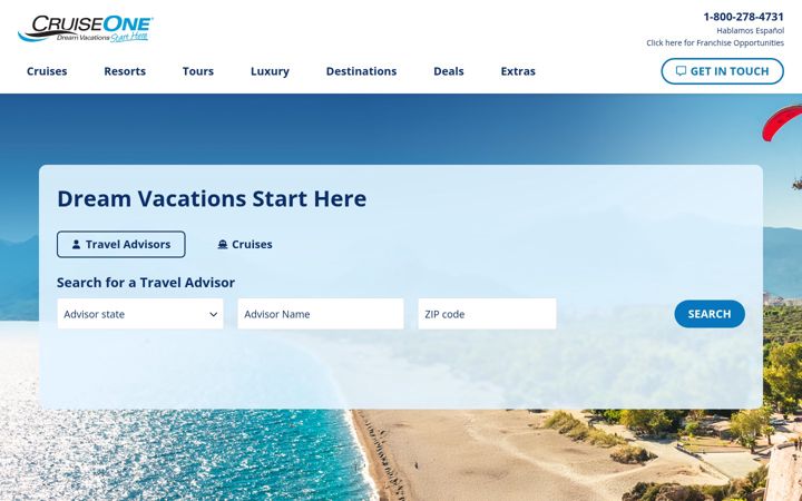 Skærmbillede af cruiseone.com