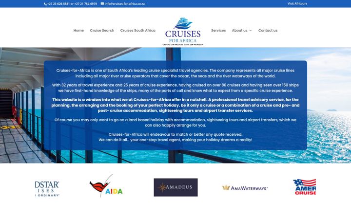 Snímek obrazovky cruises-for-africa.co.za