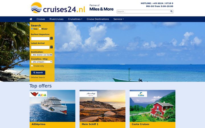 Zrzut ekranu cruises24.nl