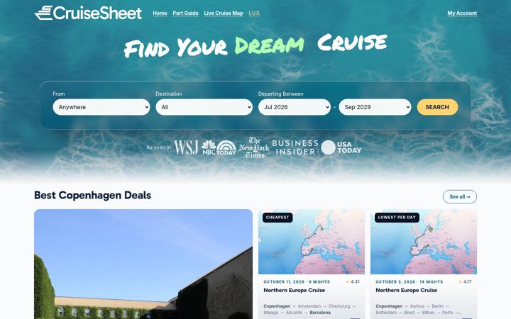 Screenshot of cruisesheet.com