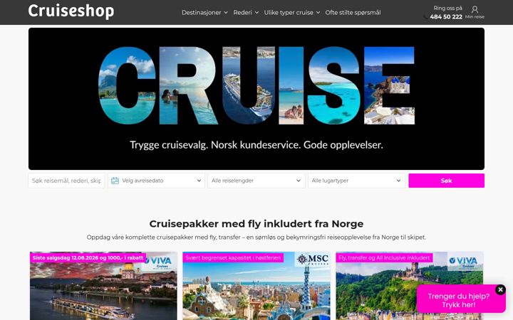 Ekrano kopija cruiseshop.no