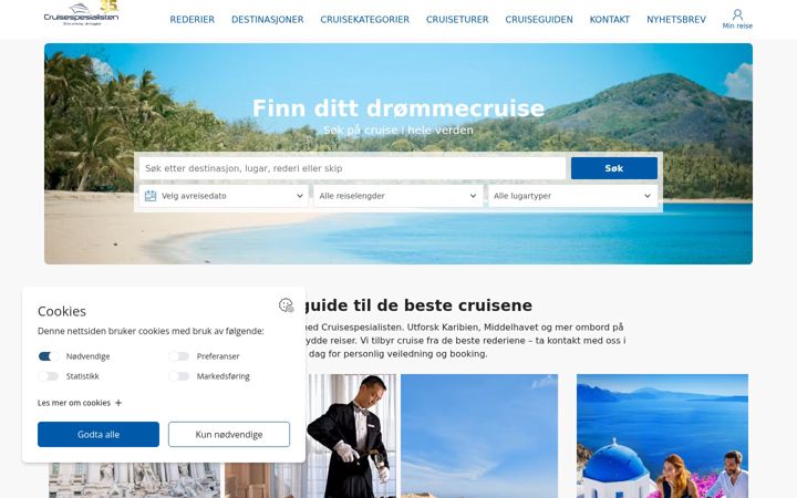 Screenshot of cruisespesialisten.com