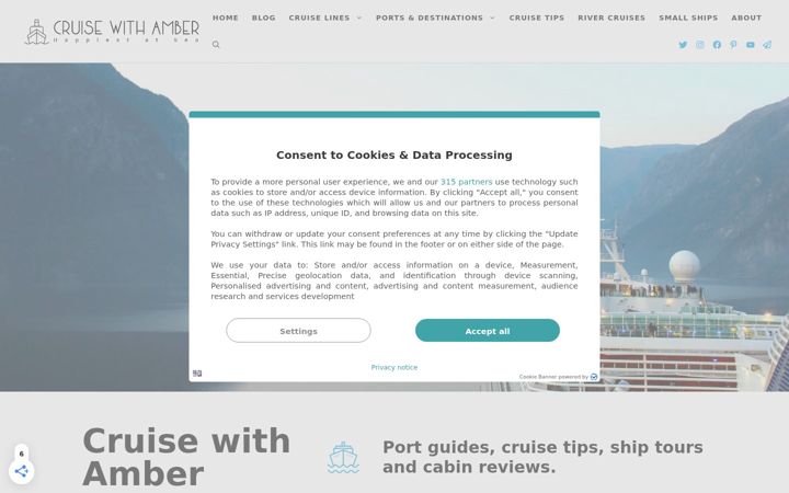 Captură de ecran a cruisewithamber.co.uk