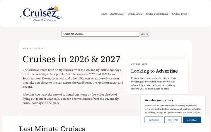 Screenshot of cruisez.co.uk