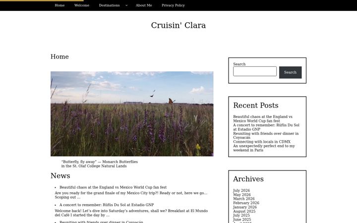 Screenshot of cruisinclara.com