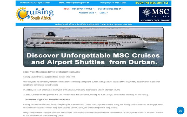 Captură de ecran a cruisingsa.net