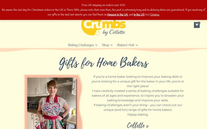 Screenshot of crumbsbycollette.co.uk