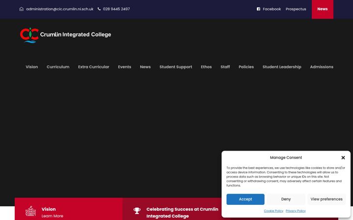 Screenshot of crumlinintegratedcollege.co.uk