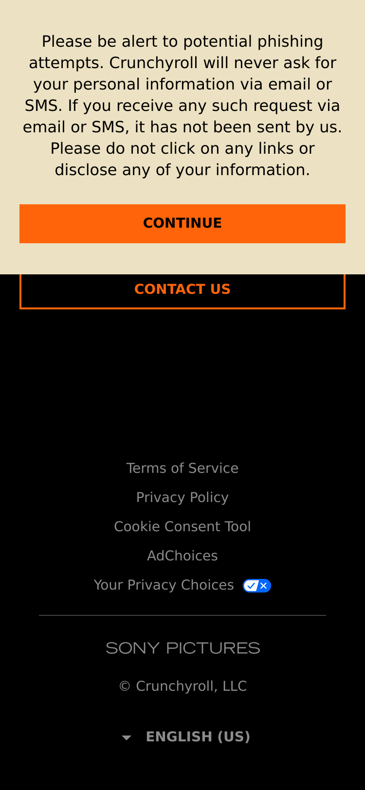 Mobile screenshot of crunchyroll.com