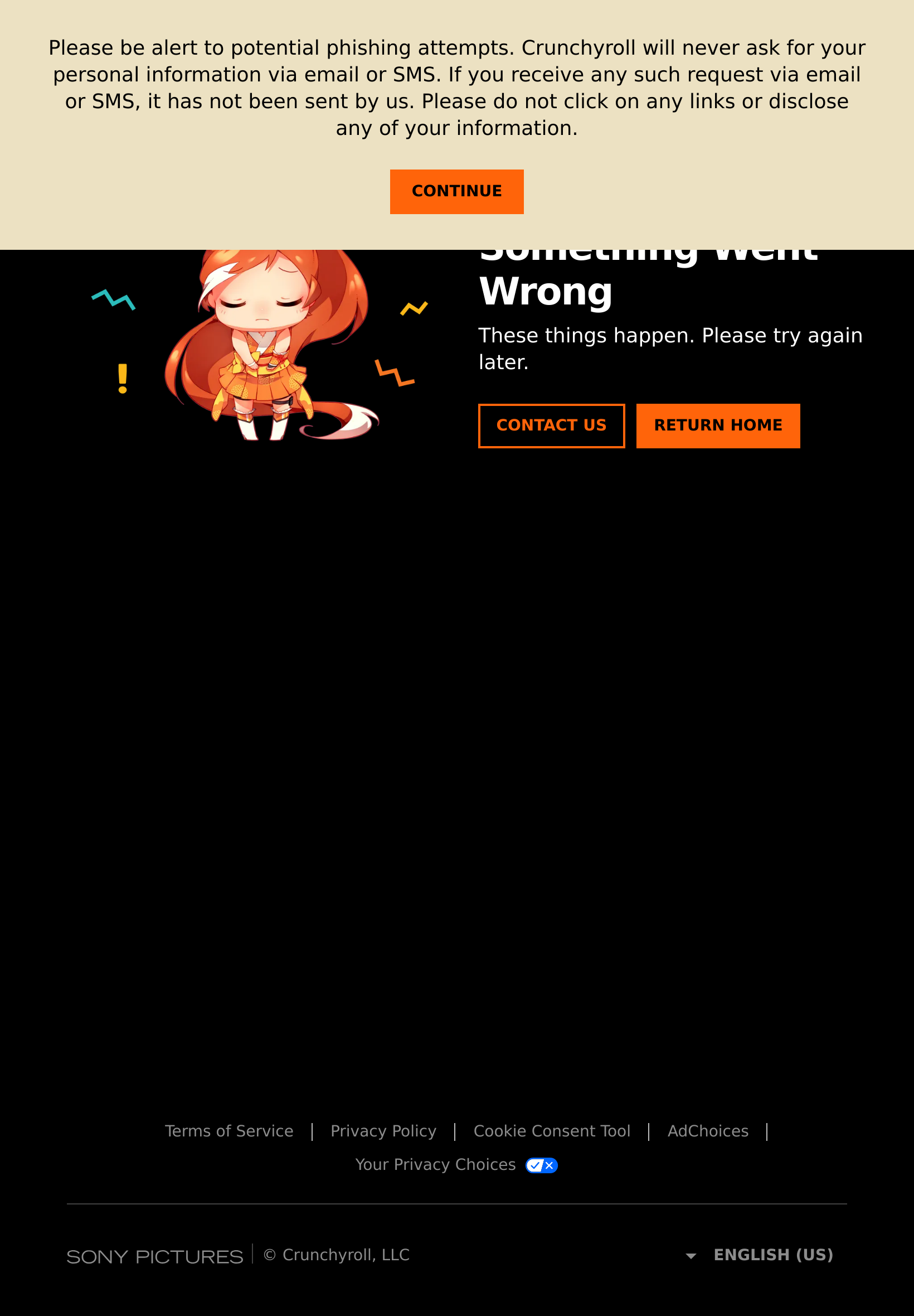 Tablet screenshot of crunchyroll.com