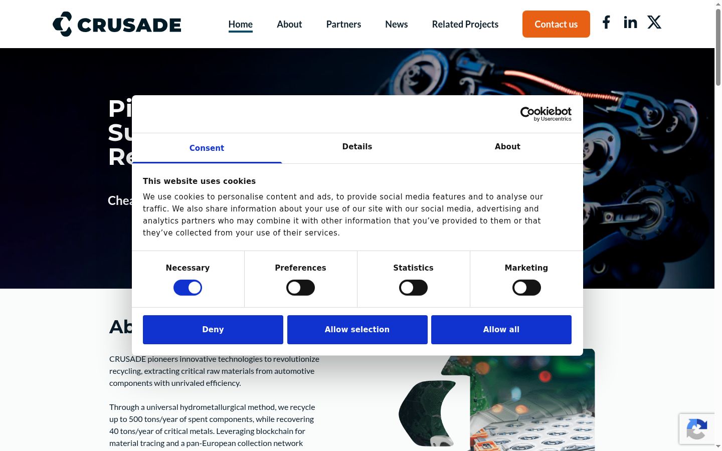 Screenshot of the consent banner shown before any interaction