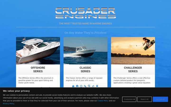 Screenshot of crusaderengines.com