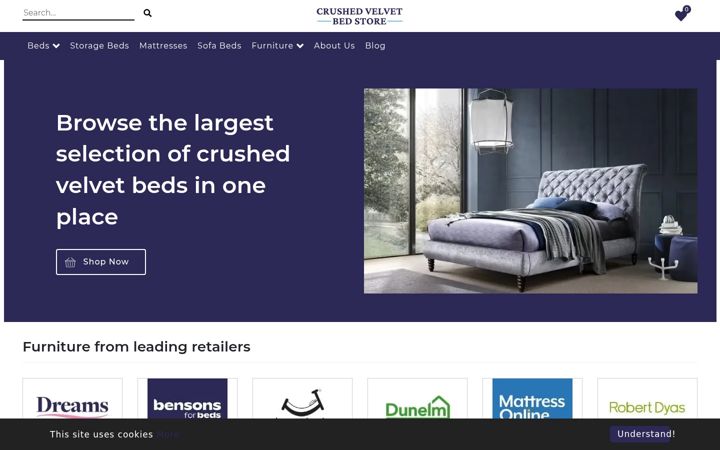 Screenshot of crushedvelvetbedstore.co.uk