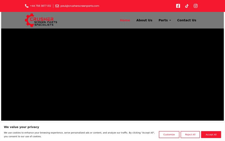 Screenshot of crusherscreenerparts.com