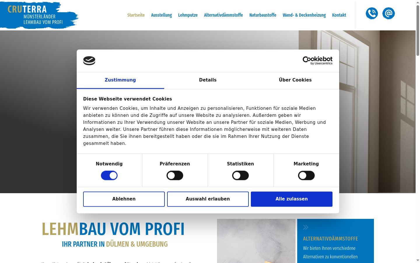 Screenshot of the consent banner shown before any interaction