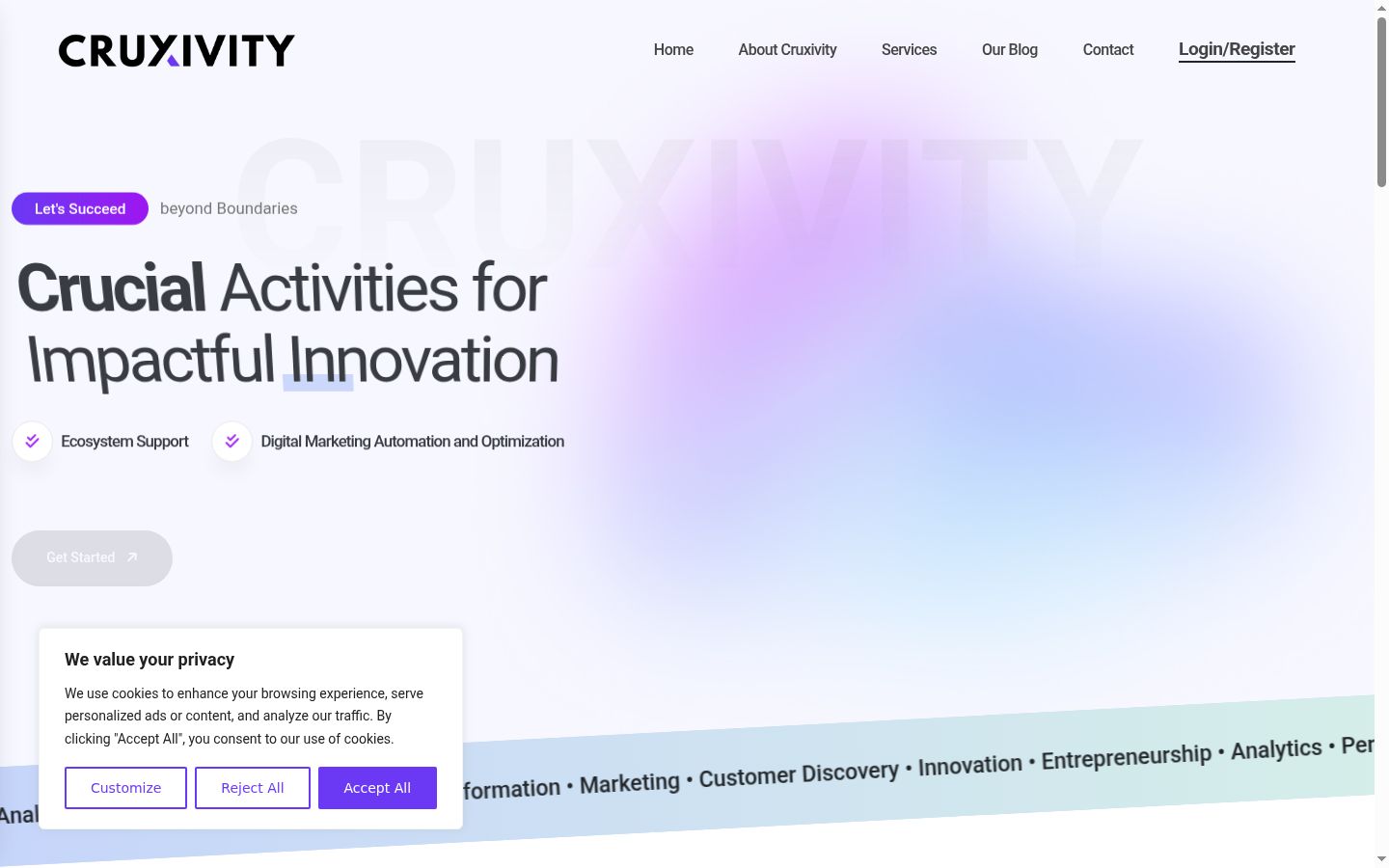 Screenshot of the consent banner shown before any interaction