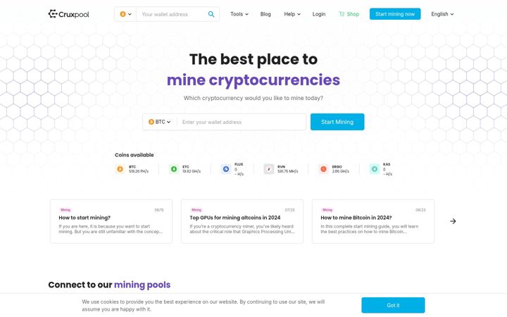 Screenshot of cruxpool.com
