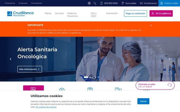 Screenshot of cruzblanca.cl