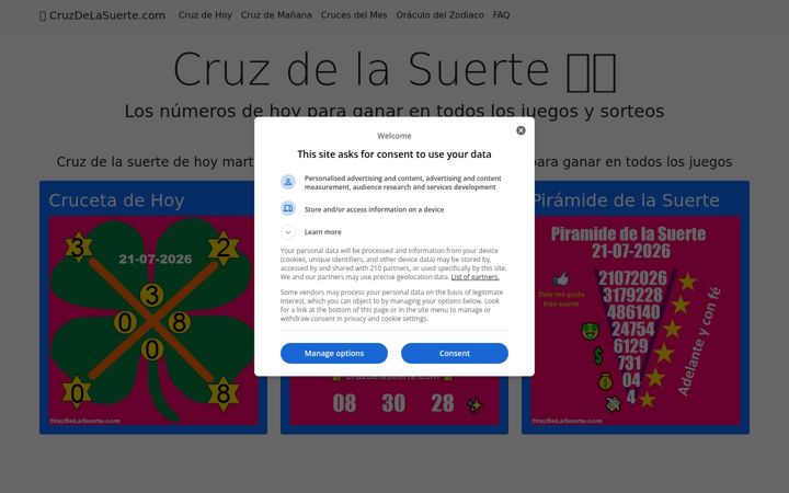 Screenshot of cruzdelasuerte.com