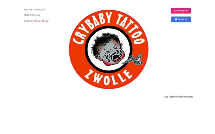 Screenshot stránky crybabytattoo.nl