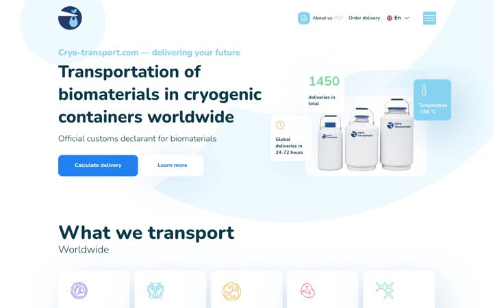 Snímek obrazovky cryo-transport.com