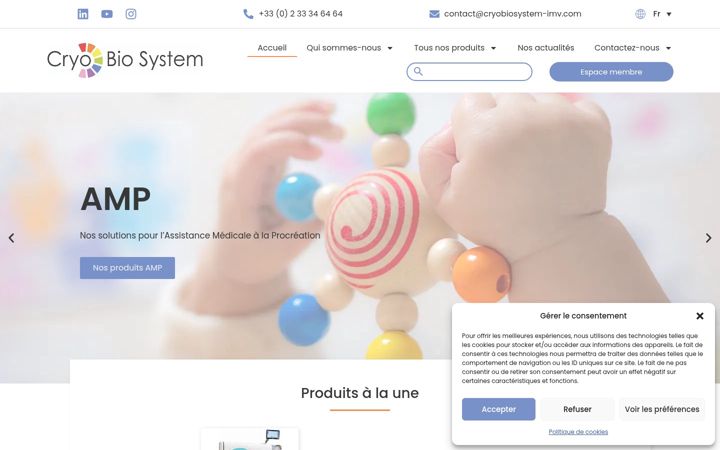 Screenshot of cryobiosystem.com
