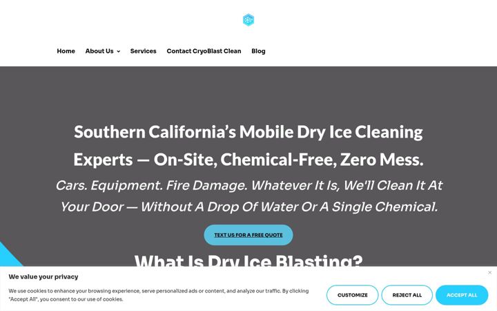 Screenshot of cryoblastclean.com