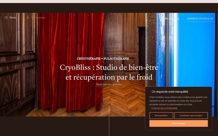 Screenshot van cryobliss.fr