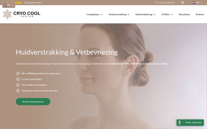 Screenshot of cryocoolcenter.nl