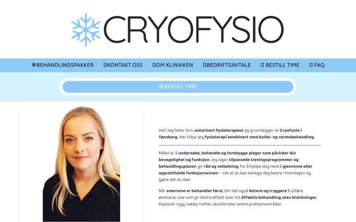 Ekrano kopija cryofysio.no