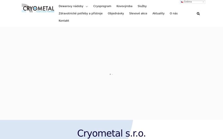 Екранна снимка на cryometal.cz