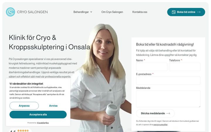 Screenshot of cryosalongen.se