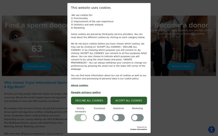 Screenshot of cryosinternational.com