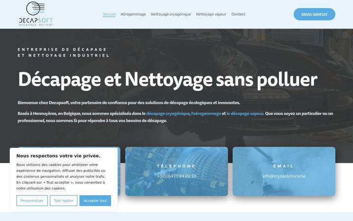 Screenshot of cryosolutions.be