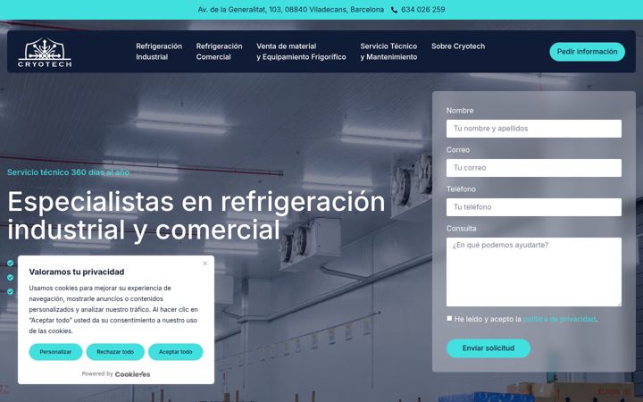 Screenshot of cryotechsl.com