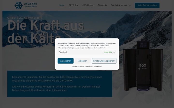 Screenshot of cryotherapiebox-berlin.de